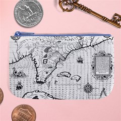 Florida-map-antique-line-art Large Coin Purse