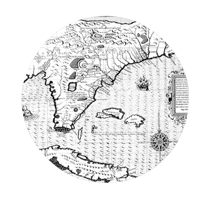 Florida-map-antique-line-art Mini Round Pill Box