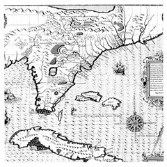 Florida-map-antique-line-art Wooden Puzzle Square