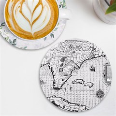 Florida-map-antique-line-art Uv Print Round Tile Coaster