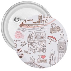 I Love London Drawing 3  Buttons by Jancukart