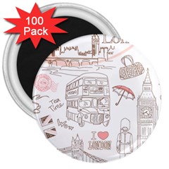 I Love London Drawing 3  Magnets (100 Pack) by Jancukart