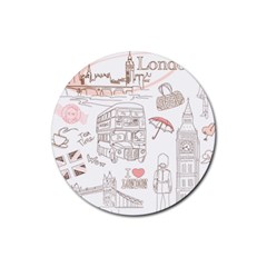 I Love London Drawing Rubber Round Coaster (4 Pack) by Jancukart