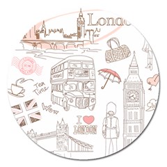 I Love London Drawing Magnet 5  (round) by Jancukart