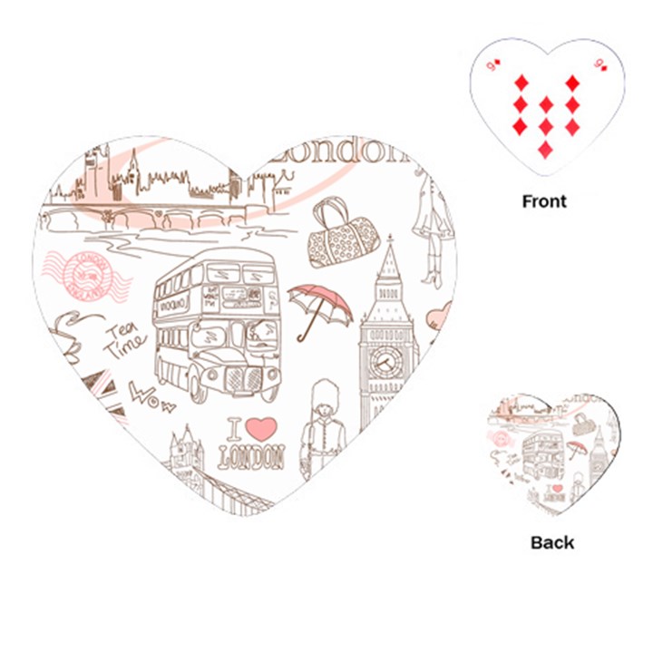 I Love London Drawing Playing Cards Single Design (Heart)