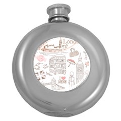 I Love London Drawing Round Hip Flask (5 Oz)