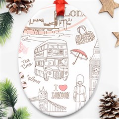 I Love London Drawing Oval Ornament (two Sides) by Jancukart