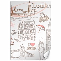 I Love London Drawing Canvas 12  X 18  by Jancukart