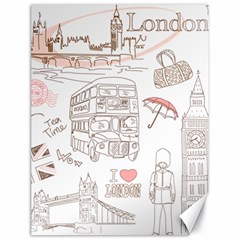 I Love London Drawing Canvas 18  X 24 