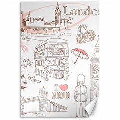 I Love London Drawing Canvas 20  X 30  by Jancukart