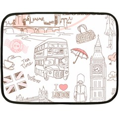 I Love London Drawing Double Sided Fleece Blanket (mini)  by Jancukart