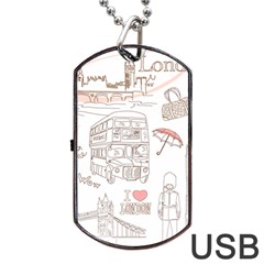 I Love London Drawing Dog Tag Usb Flash (two Sides) by Jancukart