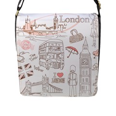 I Love London Drawing Flap Closure Messenger Bag (l)