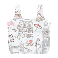 I Love London Drawing Full Print Recycle Bag (l) by Jancukart