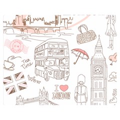 I Love London Drawing Double Sided Flano Blanket (medium) 