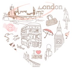 I Love London Drawing Wooden Puzzle Heart