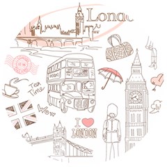 I Love London Drawing Wooden Bottle Opener (round)