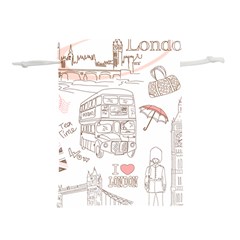 I Love London Drawing Lightweight Drawstring Pouch (m)