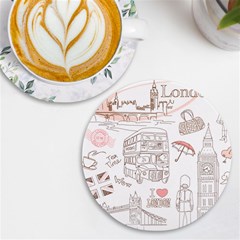 I Love London Drawing Uv Print Round Tile Coaster