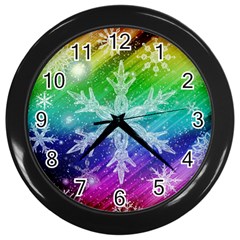 Christmas-snowflake-background Wall Clock (black) by Jancukart