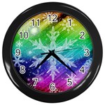 Christmas-snowflake-background Wall Clock (Black) Front