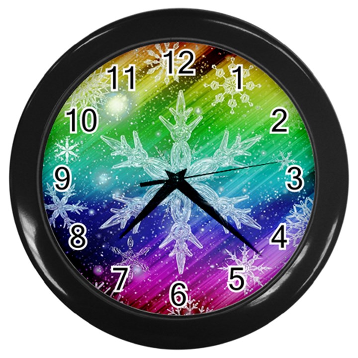 Christmas-snowflake-background Wall Clock (Black)