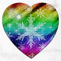 Christmas-snowflake-background Jigsaw Puzzle (heart) by Jancukart