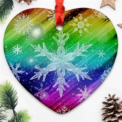 Christmas-snowflake-background Heart Ornament (two Sides)