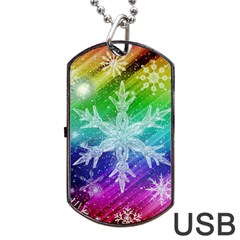 Christmas-snowflake-background Dog Tag Usb Flash (two Sides) by Jancukart