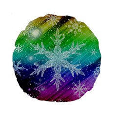 Christmas-snowflake-background Standard 15  Premium Round Cushions by Jancukart