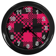 Cube-square-block-shape-creative Wall Clock (black) by Amaryn4rt