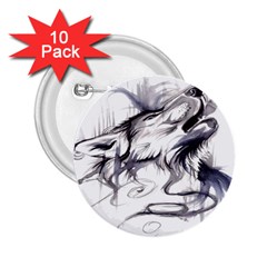 Tattoo-ink-flash-drawing-wolf 2 25  Buttons (10 Pack) 