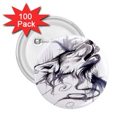 Tattoo-ink-flash-drawing-wolf 2 25  Buttons (100 Pack) 