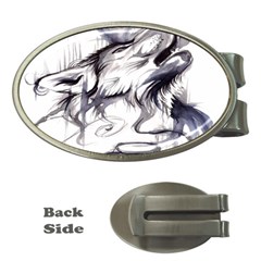 Tattoo-ink-flash-drawing-wolf Money Clips (oval) 