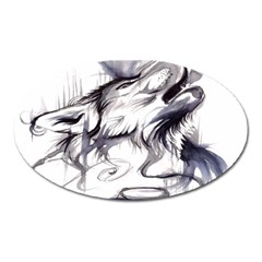 Tattoo-ink-flash-drawing-wolf Oval Magnet by Jancukart