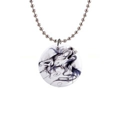 Tattoo-ink-flash-drawing-wolf 1  Button Necklace by Jancukart