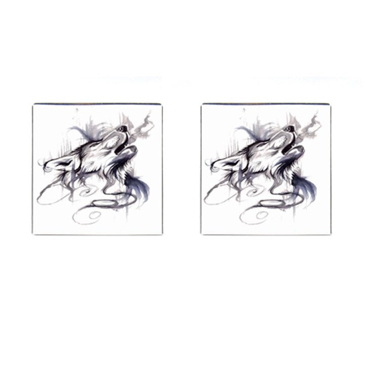 Tattoo-ink-flash-drawing-wolf Cufflinks (Square)