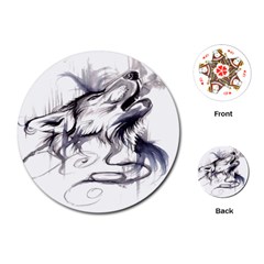 Tattoo-ink-flash-drawing-wolf Playing Cards Single Design (round)