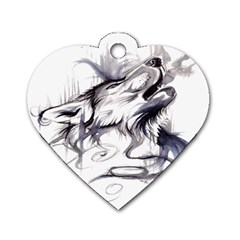 Tattoo-ink-flash-drawing-wolf Dog Tag Heart (two Sides) by Jancukart