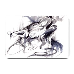 Tattoo-ink-flash-drawing-wolf Small Doormat 