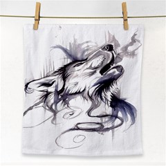 Tattoo-ink-flash-drawing-wolf Face Towel