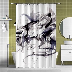 Tattoo-ink-flash-drawing-wolf Shower Curtain 48  X 72  (small) 