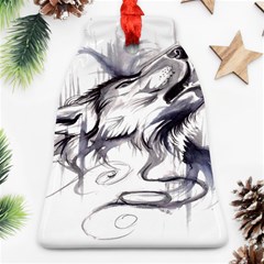 Tattoo-ink-flash-drawing-wolf Ornament (bell)