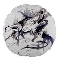 Tattoo-ink-flash-drawing-wolf Large 18  Premium Round Cushions by Jancukart