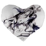 Tattoo-ink-flash-drawing-wolf Large 19  Premium Heart Shape Cushions Front