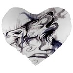 Tattoo-ink-flash-drawing-wolf Large 19  Premium Heart Shape Cushions Back