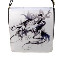 Tattoo-ink-flash-drawing-wolf Flap Closure Messenger Bag (l)