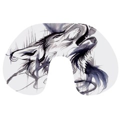 Tattoo-ink-flash-drawing-wolf Travel Neck Pillow