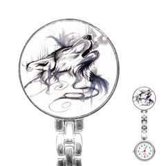 Tattoo-ink-flash-drawing-wolf Stainless Steel Nurses Watch