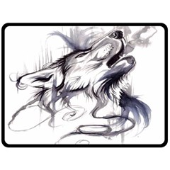 Tattoo-ink-flash-drawing-wolf Double Sided Fleece Blanket (large)  by Jancukart